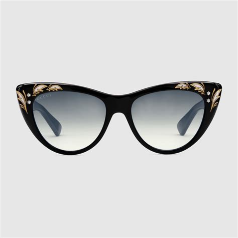 gucci women's cat eye 57mm acetate frame sunglasses|Gucci round cat eye sunglasses.